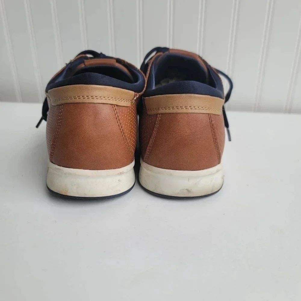 Aldo Flex Men's Size 10 Brown Tan Navy Leather Dress Shoes Rubber Sole Lace Up